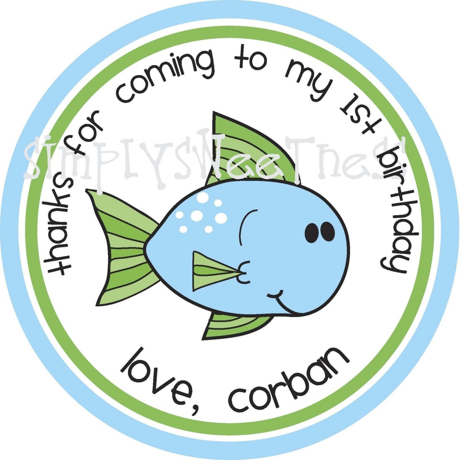 Personalized Stickers, Fish, Sea Birthday, Boy, Girl,Birthday,Children, Party, Favor stickers, Seals, Labels,Personalized Stickers Set of 24 Il_170x135