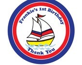 Personalized Stickers, Sailboat, Birthday Party Stickers, Children, Kids,Party, Favor stickers, Set of 24 Il_170x135