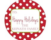 Personalized Stickers,Gift Tag,Christmas,Polka Dot,Kids,Personalized Stickers Set of 24