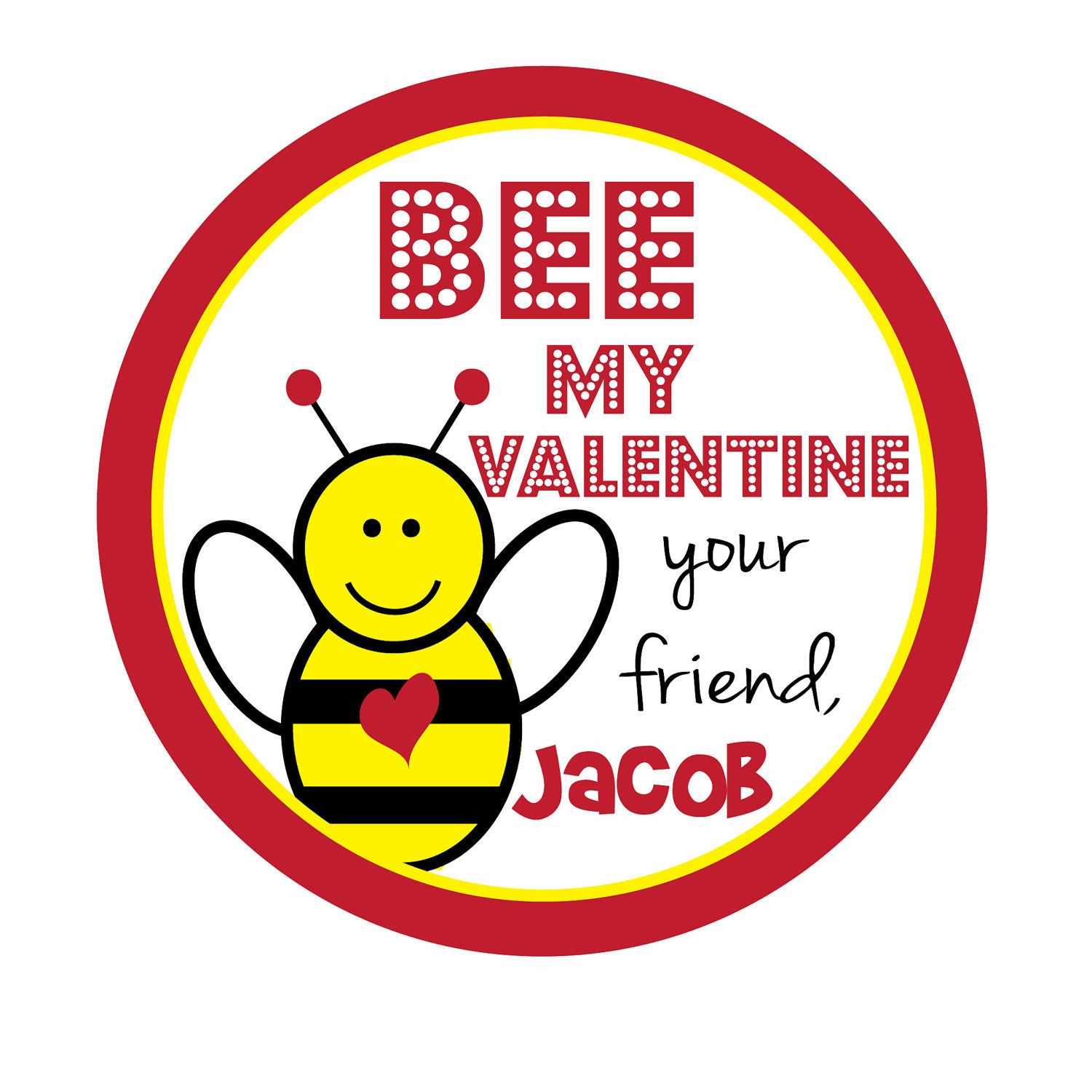 Valentine Stickers,Bee Personalized Stickers,Sticker Labels Set of 24 Il_170x135