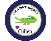Alligator,Gator, Gift, Polka dots, Kids, Party, Favor stickers,Personalized Sticker Labels Set of 24 Il_170x135
