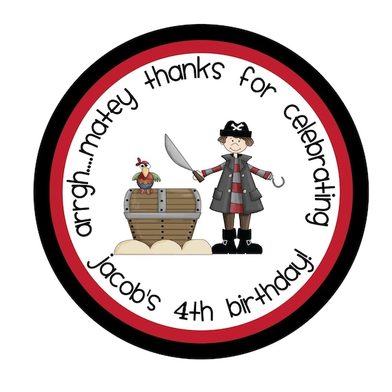 Personalized Birthday Stickers, Pirate Party, Personalized Stickers,Birthday,Children,Favor stickers,Personalized Stickers Set of 24 Il_570xn