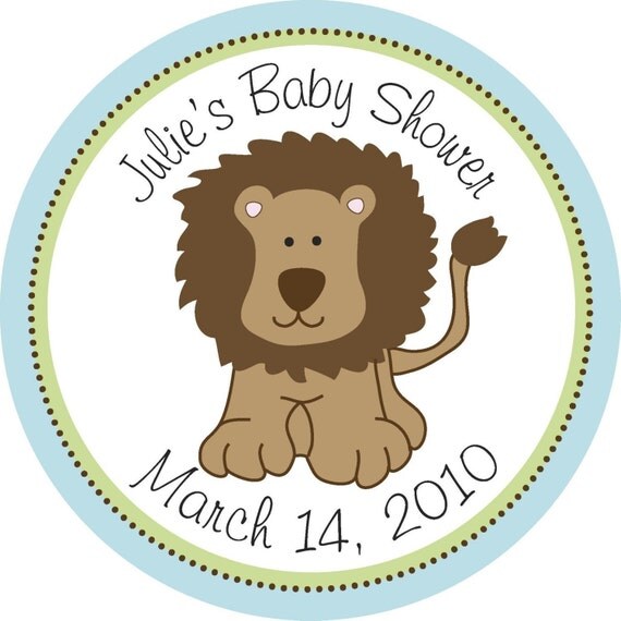 Personalized Stickers, Baby Shower stickers, Lion sticker, Favor bag sticker Personalized Stickers set of 24 Il_570xn