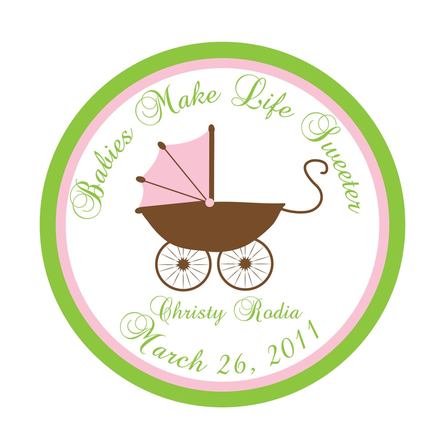 Personalized Stickers, Pram, Baby Shower, Baby Stroller, Favor, Treat Bag, Thank you, Wedding, Bridal, Shower, Baby, Set of 24 Il_570xn