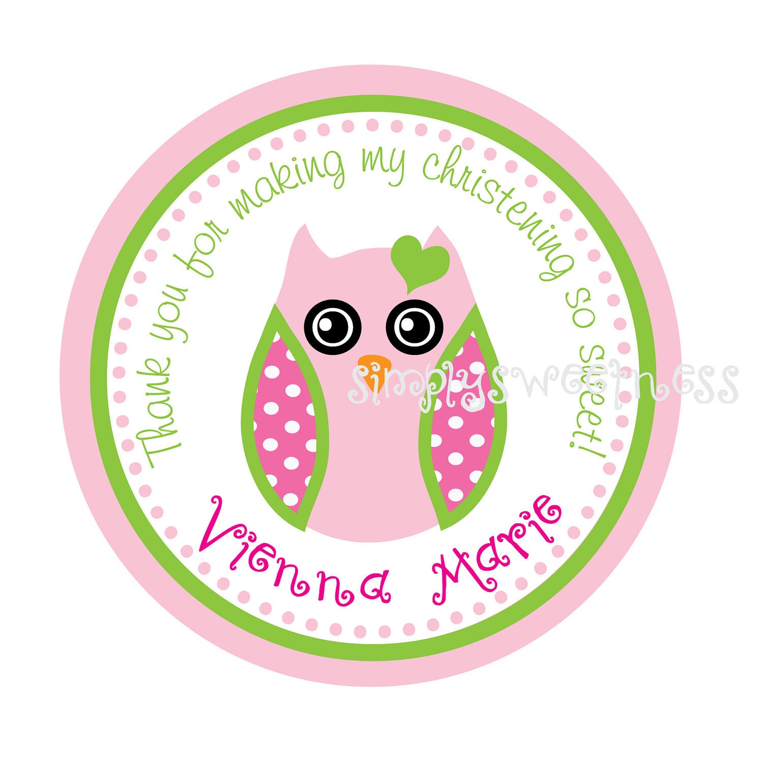 Owl, Pink, Personalized Stickers, Gift, Polka dots, Birthday, Party, Favor stickers,Labels, Tags, Personalized Sticker Labels Set of 24 Il_570xn