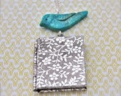 The Silver Book Locket and Turquoise Bird Necklace