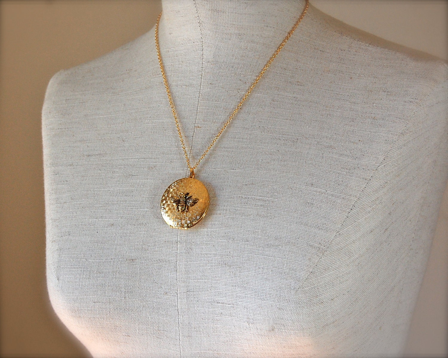 Bumblebee Vintage Locket Necklace Gold