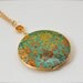 Vintage Locket Necklace with Turquoise and Gold Floral Wallpaper Print