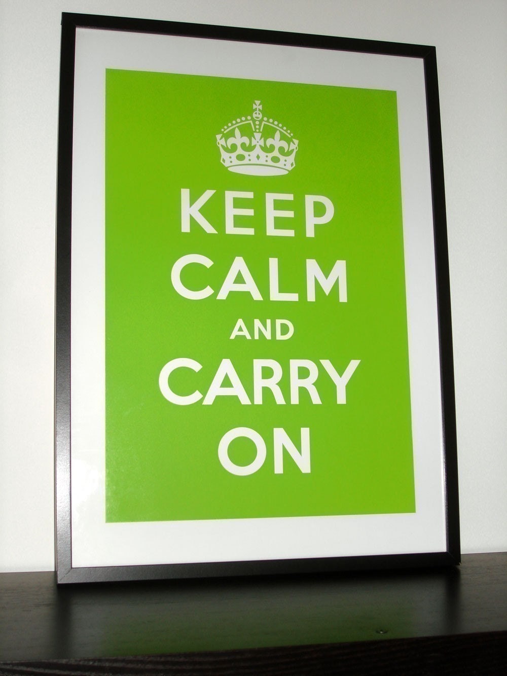 Keep Calm and Carry On (Calm Chartreuse) 16 x 23 Printed on Recycled Paper