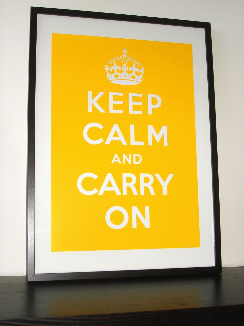 Keep Calm and Carry On (SUNFLOWER YELLOW) 16 x 23 Printed on Recycled Paper