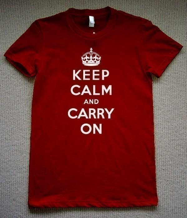 Keep Calm And Carry On WOMENS T-Shirt (Wine- White Ink) S, M, L, XL American Apparel