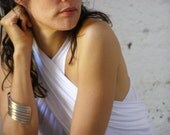 Summer wrap top-The endless Triangular vest-white-convertible top-Sleeveless wrap top