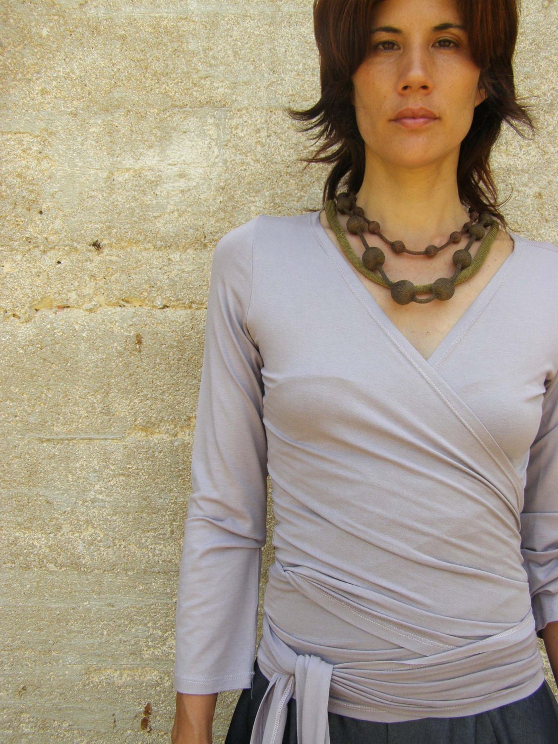 Womens clothing-Womens cardigan long sleeves top-3 ways wrap top/shirt/cardigan Lilac- SNUGGLE UP TOP -Plus size top-Womens clothes