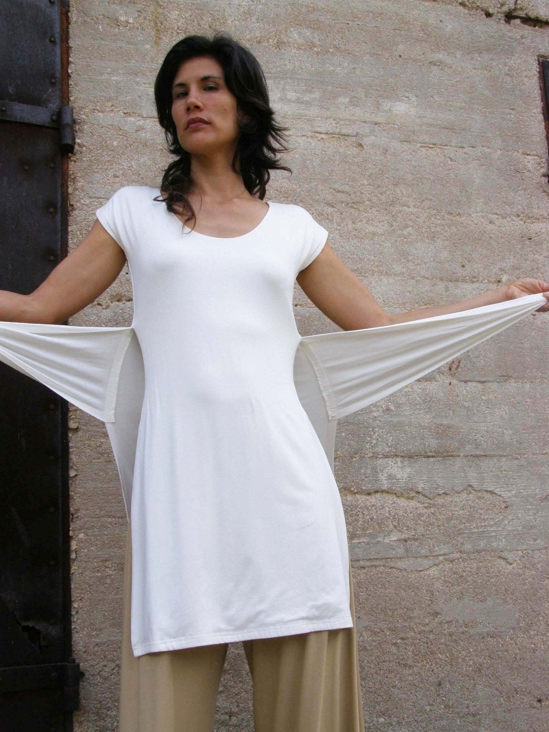 White TIBETAN TUNIC-Womens wrap top long /short /midi length sleeves-Womens wrap tunic-Made to order-Pick your color