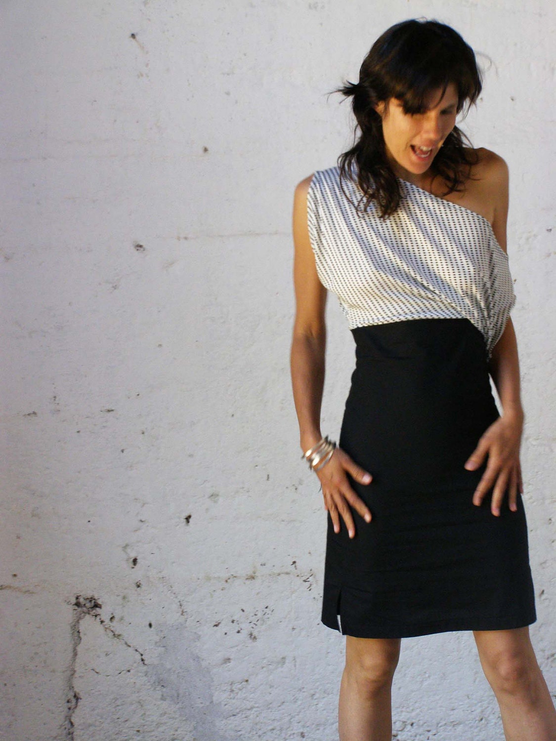 Womens dress-The Bold sexy dress-Party prom  dress-Cocktail dress-Summer dress-Fitted dress-Black and white women's dress