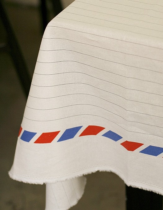 Linen Blend - Airmail Style Stripes (1400mm Wide, Half Yard)