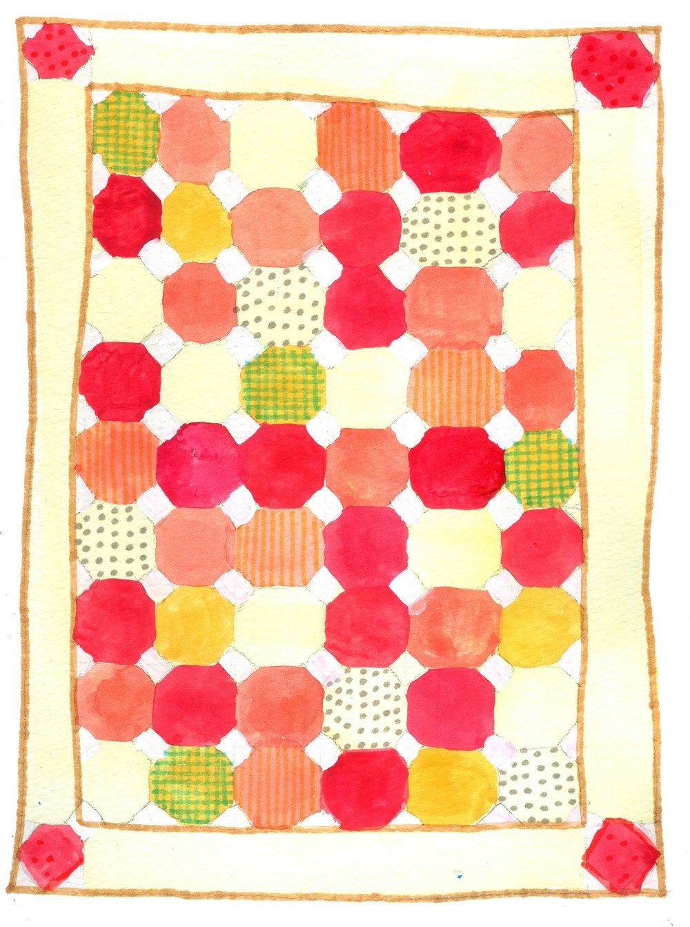 Snowball Quilt Watercolor Print