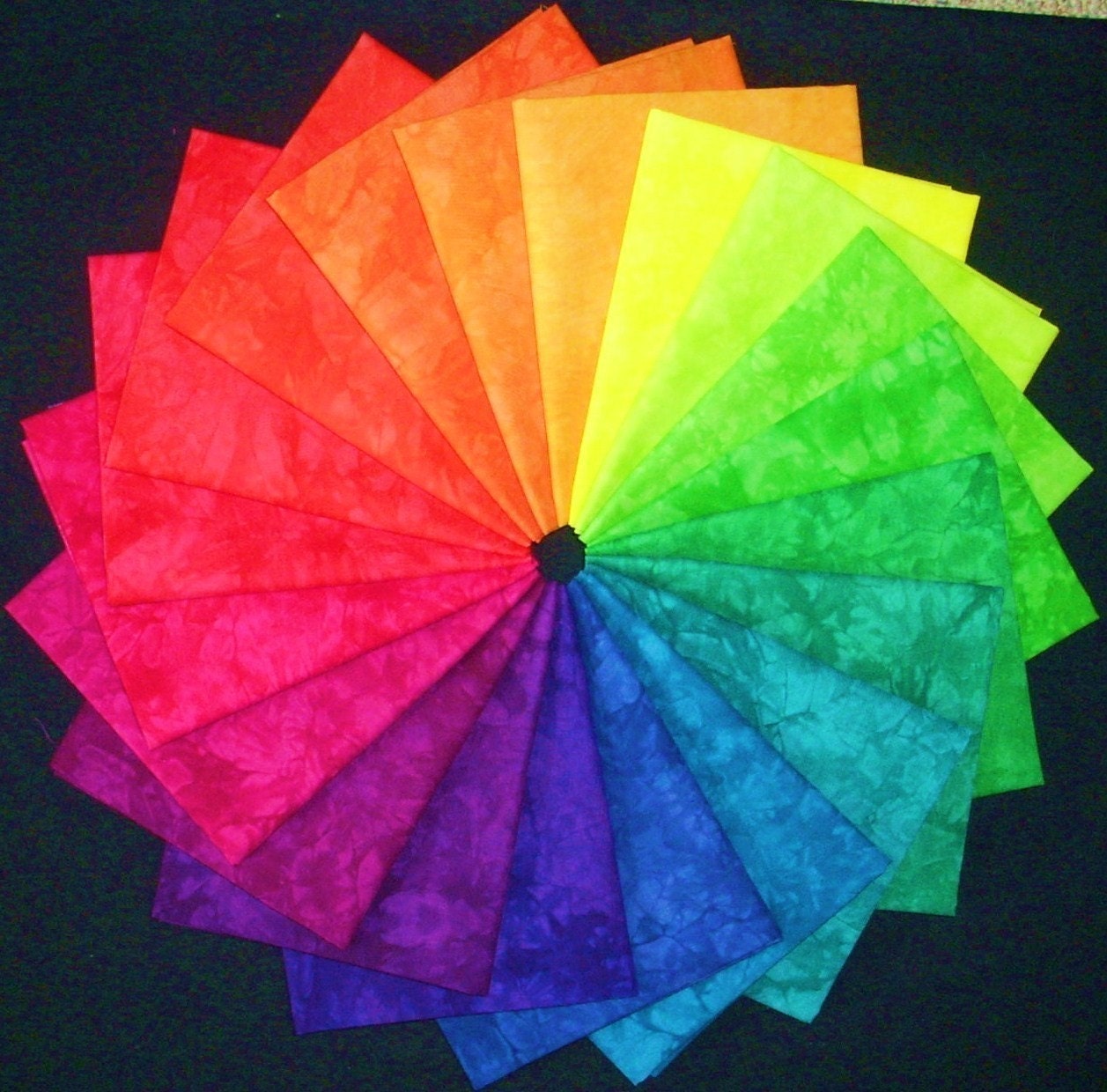 Hand Dyed Fabric, VIVID BRIGHTS colorwheel, Cotton Quilt Fabric, 18 Fat Quarters in Brilliant Rainbow Brites