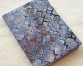 Batik Covered Pocket Memo Book, WROUGHT IRON, Refillable Mini Composition Notebook Cover in Grey Geometric