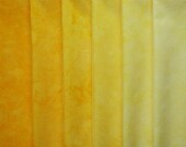 Hand Dyed Cotton Quilt Fabric, DAYLILY  gradation, 6 Fat Eighths in Bright Golden Yellow, READY to Ship