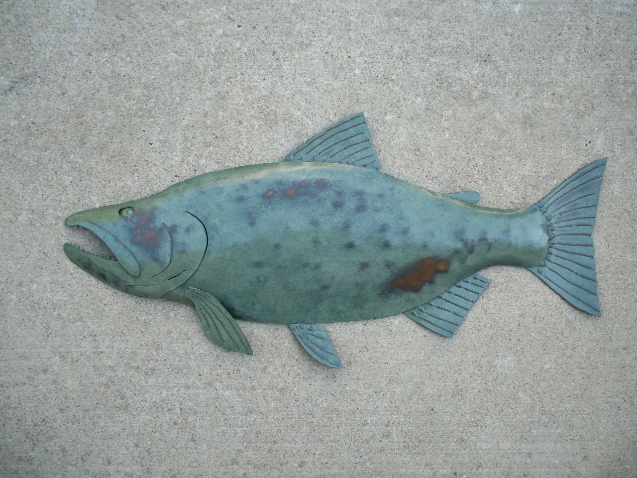 Salmon Metal Fish Wall Art Sculpture Lodge Cottage Cabin Lake