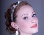 Flower Girl  Bow Headband In Powder Blue And Ivory