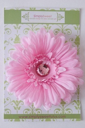 Sweet Pink Jewel Flower Hair Clip - Ready To Ship - SALE