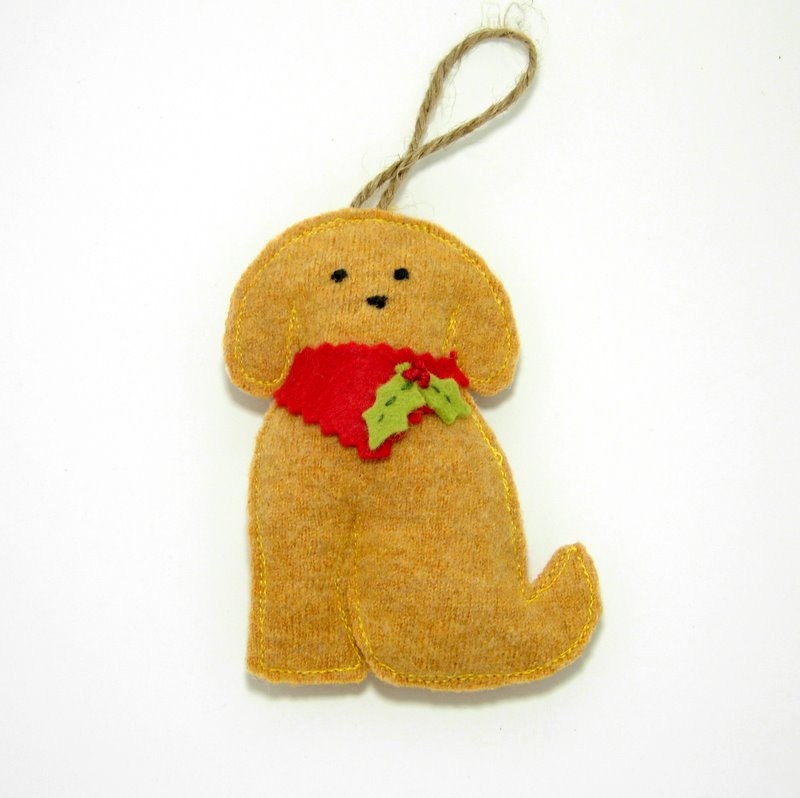 Felted Primitive Dog Ornament