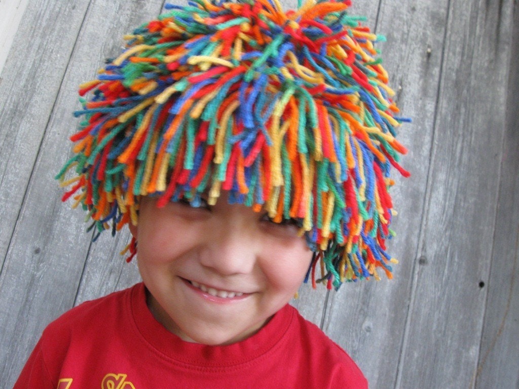 Children Yarn wig for Halloween costume, Party or daily fun play pretend multicolor Clown