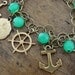 Nautical Charm Bracelet Anchor Starfish Sand Dollar Ship Wheel (Free Shipping)
