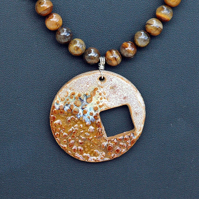 Tigereye with Ceramic Pendant
