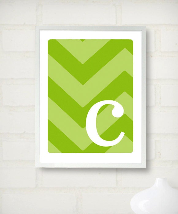 Chevrons Initial Print 8x10 inches - Mod Grassy Green