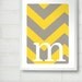 Chevrons Initial Print 8x10 inches - Mod Marigold Yellow and Gray