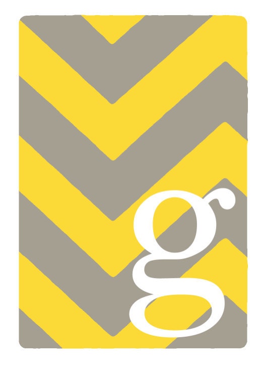 Chevrons Initial Print 8x10 inches - Mod Marigold Yellow and Gray