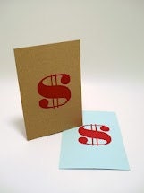 Dollar Sign - Letterpress postcard