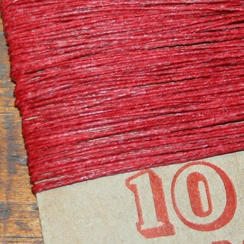 10 yards RED waxed Irish linen thread
