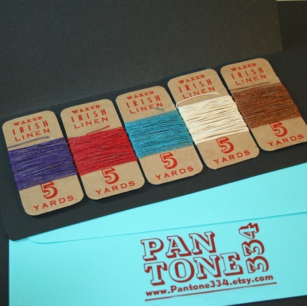 25 yards, YOU PICK COLORS, waxed irish linen set of 5
