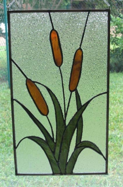 Cattails - Stained Glass Panel