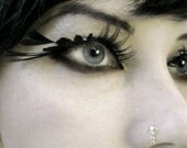 Heart of Darkness - Decadent Feather Eyelashes w/ Black Hearts and Swarovski Crystals - By Moonshine Baby