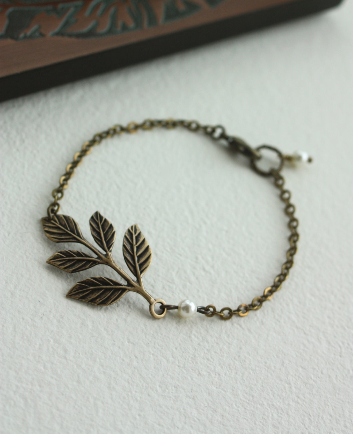 An Oxidized Brass Leaf Bracelet. Bridesmaids Bracelet. Gifts for Sisters. Vintage Wedding. Classic and Feminine. Autumn Inspired.