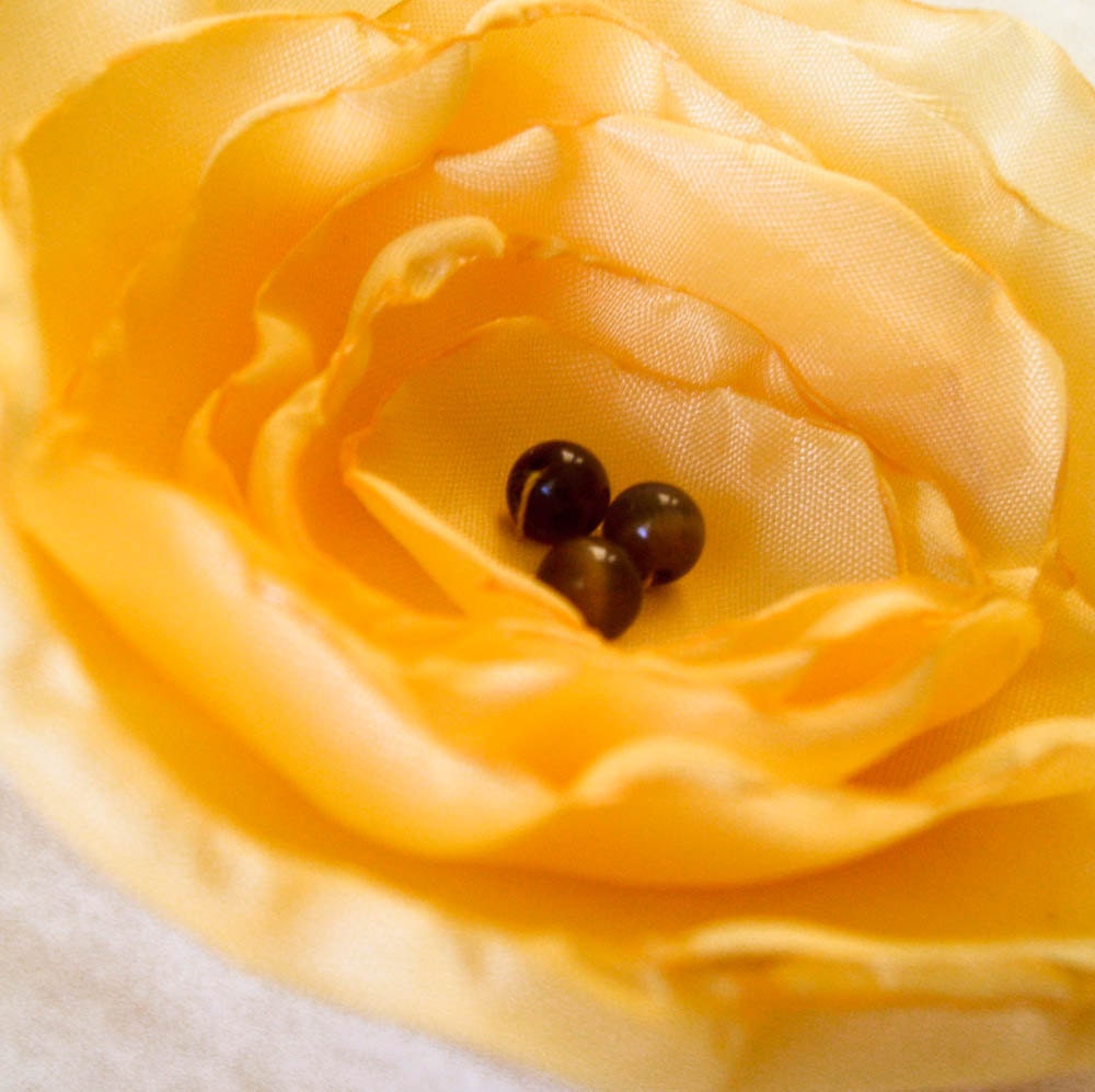 Fabric Flower Brooch - Yellow - Hair Pin - Fascinator -  Limited Edition - Flat Rate Shipping