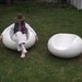 Eero Aarnio Pastil Chairs. 1968. Set of 2. Floating Fiberglass Chairs. Mid Century Modern Indoor Outdoor Furniture