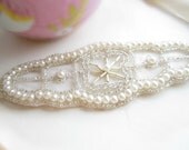 Elegant White Beaded Headband or Halo