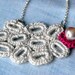 Pretty Crochet Necklace. Sterling Silver Chain. Hypoallergenic. Comes with Custom Crocheted Pouch. Pink Pearl. Stylish