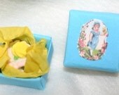 Miniature blue Easter panoramic sugar egg and origami box