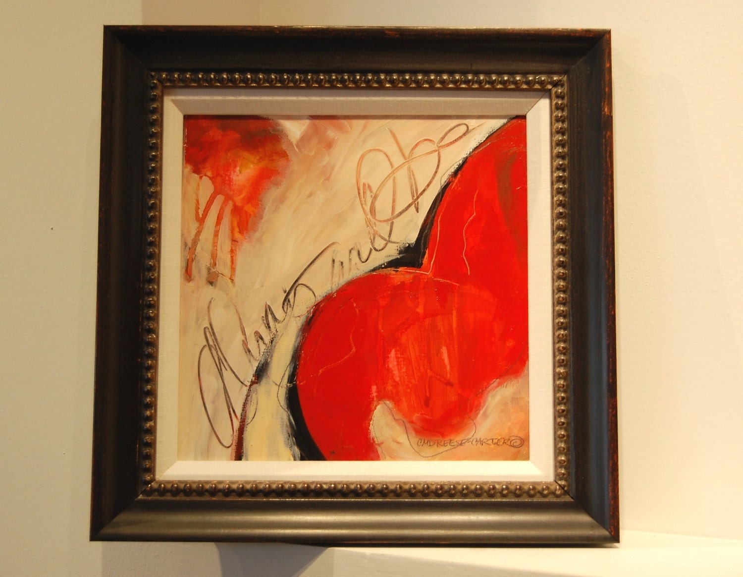 MAKE special MOMENTS last - Original mixed media abstract heart painting by DREESE