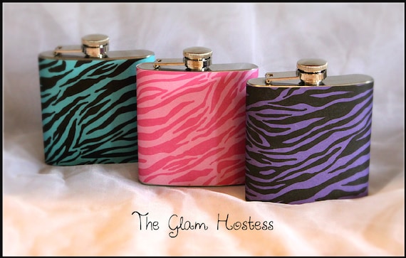 Zebra Print Glam Flasks - Set of 3