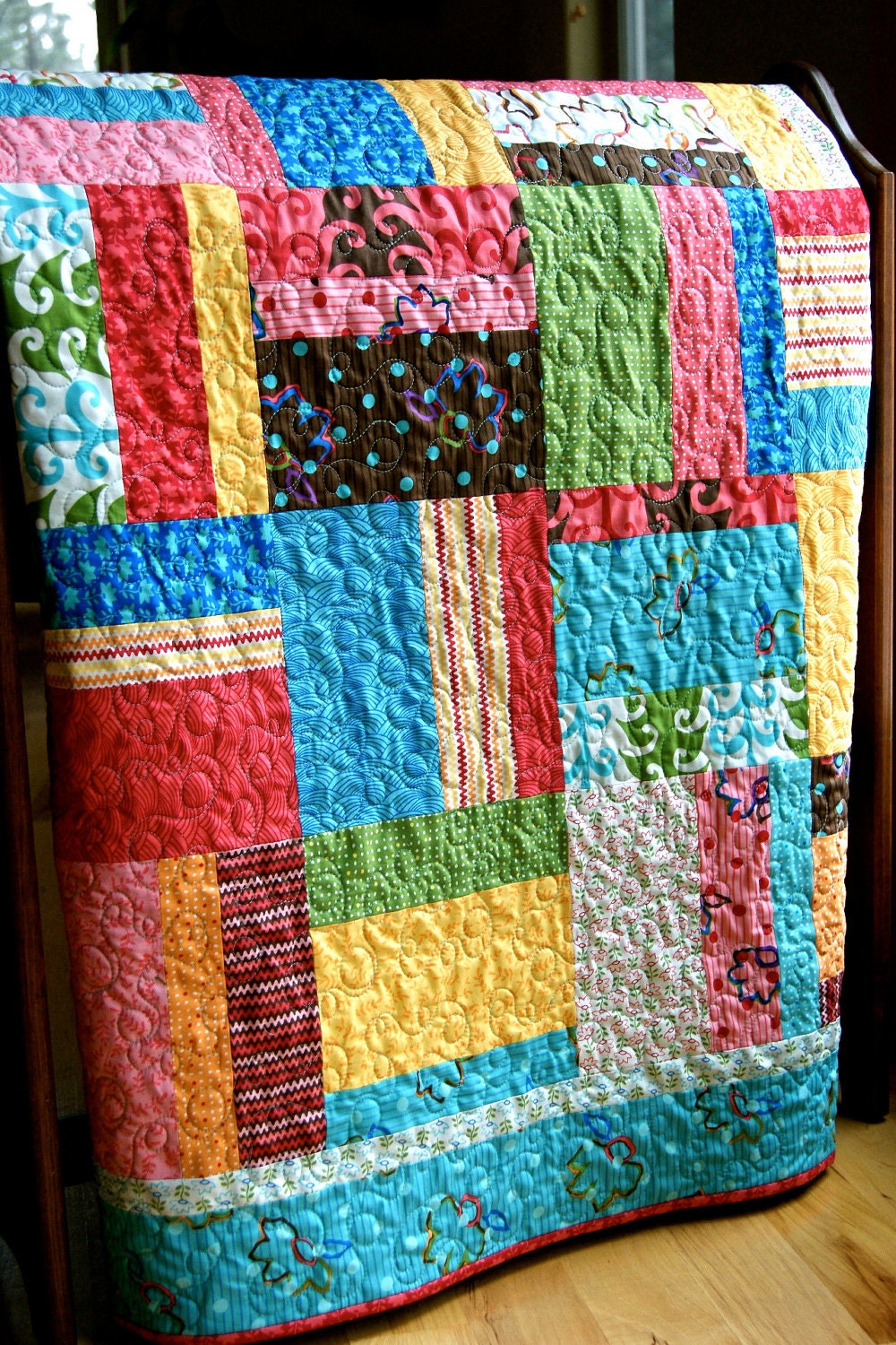 Playful Fingerpaints HANDMADE Baby Toddler Quilt