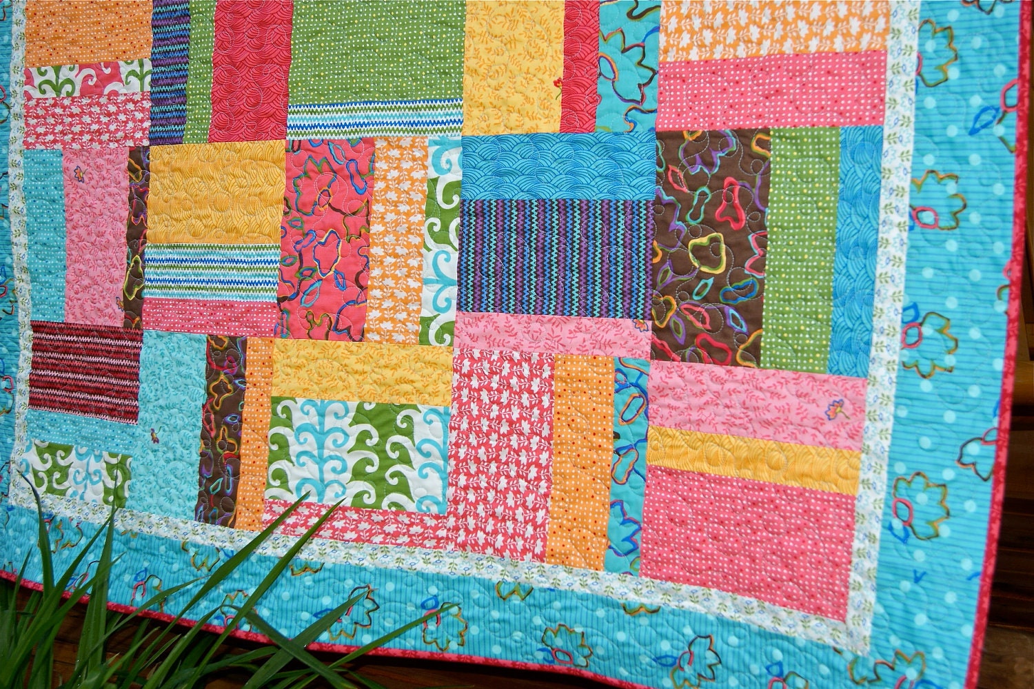 Playful Fingerpaints HANDMADE Baby Toddler Quilt