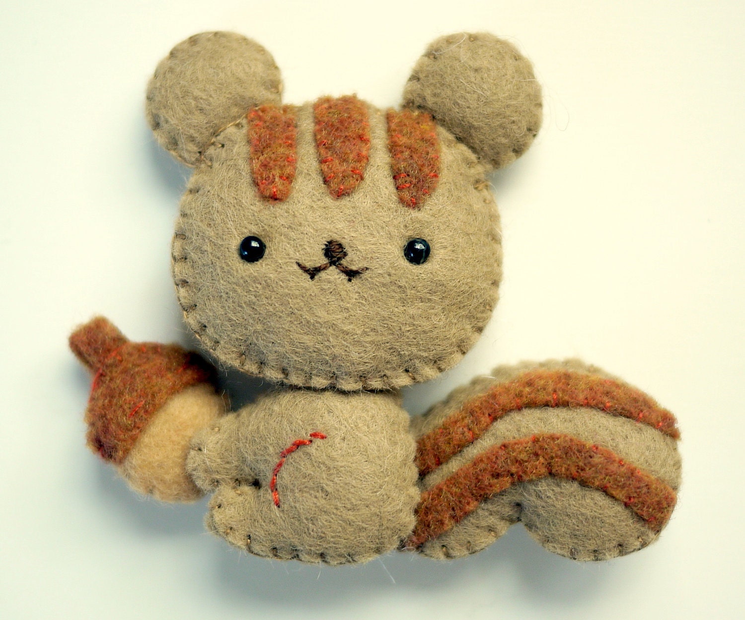 Eco Friendly Felt Squirrel - Plushie, Ornament, Magnet or Brooch